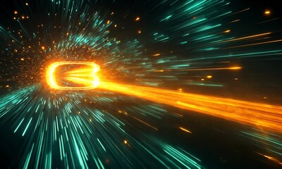 Poster - Abstract hyper speed digital data stream, technology background effect concept