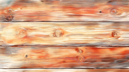Wall Mural - orange watercolor wooden planks texture on white or transparent background