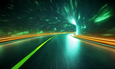 Poster - Surreal Tunnel Vision: A Journey Through Hyperdrive with Dynamic Light Streams Effect