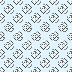 Poster - Monitor screen with wrench popup window line seamless pattern, repair service theme. Vector graphics. Computer repair message sign with background, repeat line icon.