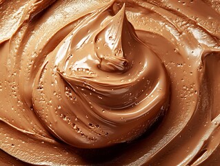 Aufkleber - Abstract illustration showcasing a smooth, creamy texture of chocolate spread features swirling patterns and waves, highlighting the glossy and rich brown color of the chocolate