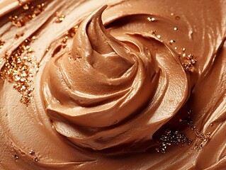 Aufkleber - Abstract illustration showcasing a smooth, creamy texture of chocolate spread features swirling patterns and waves, highlighting the glossy and rich brown color of the chocolate