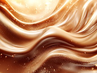 Aufkleber - Abstract illustration showcasing a smooth, creamy texture of chocolate spread features swirling patterns and waves, highlighting the glossy and rich brown color of the chocolate