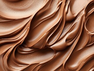 Aufkleber - Abstract illustration showcasing a smooth, creamy texture of chocolate spread features swirling patterns and waves, highlighting the glossy and rich brown color of the chocolate
