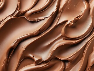 Aufkleber - Abstract illustration showcasing a smooth, creamy texture of chocolate spread features swirling patterns and waves, highlighting the glossy and rich brown color of the chocolate