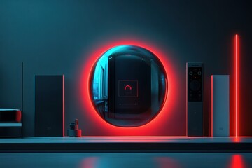 Poster - Modern graphic layouts for advertising technology in a stylish interior setting