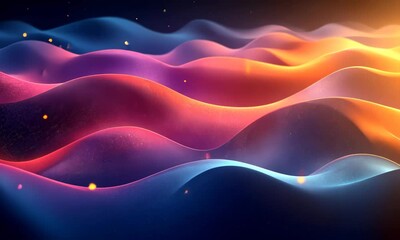 Poster - Abstract smooth gradient color waves with shiny particles, colorful fluid background