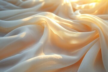 Poster - Soft flowing beige fabric gently illuminated by sunlight creating beautiful folds and a serene atmosphere