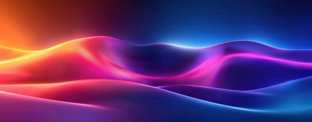 Poster - modern trendy neon wavy abstract design background inspiring creativity and futuristic aesthetic