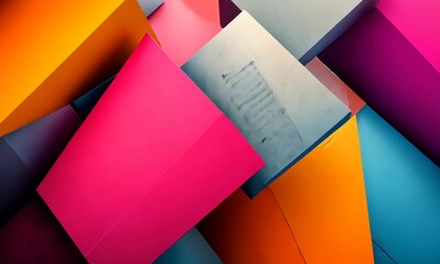 Poster - Dynamic geometric background with bright color palette and abstract shapes