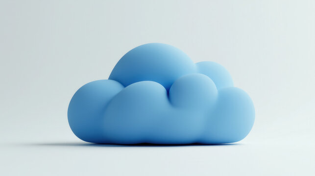 3D clay cloud in a bright blue shade