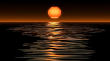 Wall Mural - orange sunset over calm ocean.
