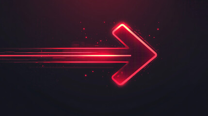Poster - A glowing red arrow pointing right with motion blur streaks on a dark background illustration