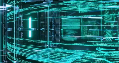 Digital code processing system, Abstract internet technology concept