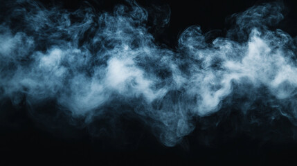Poster - Wispy blue smoke drifting across a dark background creating an ethereal and mysterious atmosphere