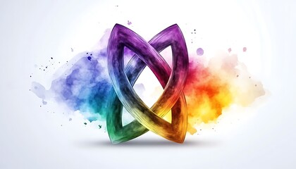 A colorful intertwined three dimensional knot with background effects