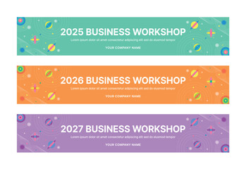 Wall Mural - set of business banner design templates in modern, geometry, abstract shape pattern style for school
