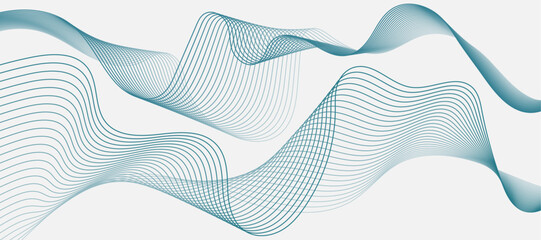 Poster - Abstract smooth wave on a white background. Dynamic sound wave flowing wave lines. Digital frequency equalizer.