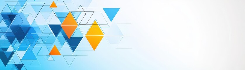 Poster - Abstract blue and orange triangle background vector presentation design template