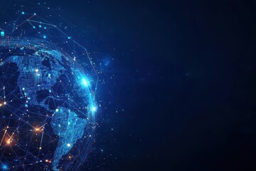Aufkleber - Abstract global sci fi concept Wide Hitech vector illustration with technology lines Cyber security internet and networking concept Digital internet communication on blue backgroun