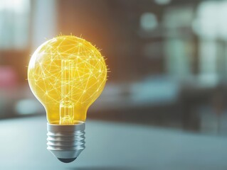 Poster - Ai generate innovative ideas light bulb concept digital art environment creative workspace closeup view for modern thinking
