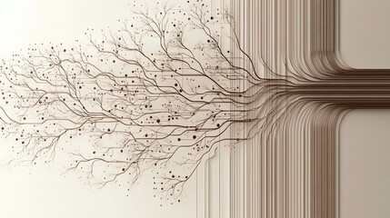 Aufkleber - Abstract Branching Lines Network Illustration with Connection Points and Modern Style