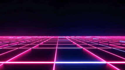 Poster - Neon Grid Landscape A Retro Futuristic Journey Through a Vibrant Digital World