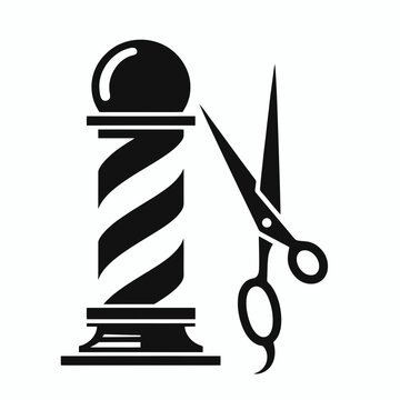  very simple flat and minimalist Barber Pole silhouette in black on a white background