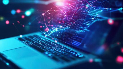 Aufkleber - Analyzing online traffic data using a laptop digital workspace informative insights hightech environment closeup view data visualization concepts