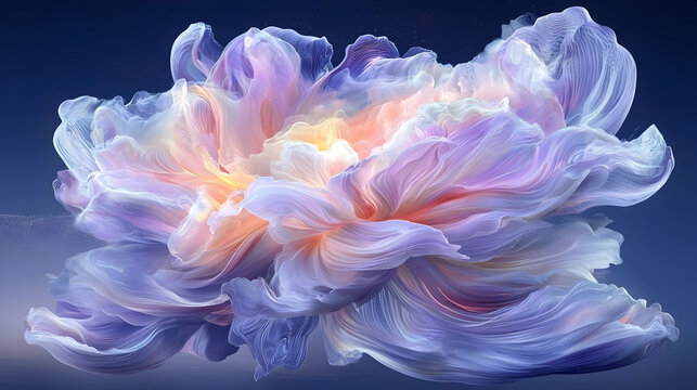 Abstract Purple Pink and Orange Glowing Flower Digital Art