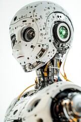 Poster - Close-up of a humanoid robot showcasing intricate mechanical design