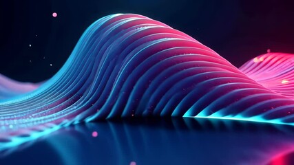 Poster - Neon Blue and Pink Abstract Wavy Lines Motion Background Loop
