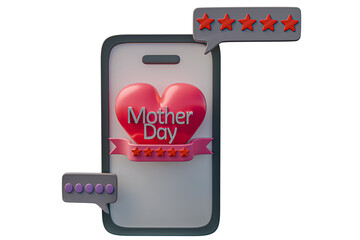 Leinwandbilder -  3d rendering, 3d realistic, 3d render, 3d icon chat mother's day using cellphone, transparent background