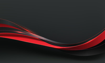 Poster - Abstract red ribbon curve overlap on grey luxury background vector