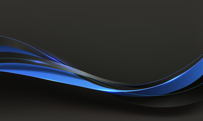 Poster - Abstract blue ribbon curve overlap on grey luxury background vector