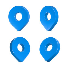 Fototapete - pin map icon 3d rendering blue color