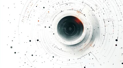 Aufkleber - Abstract Technology Circle Design with Lines and Dots on White Background