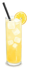 Wall Mural - Refreshing Lemonade with Ice, Straw, and Lemon Slice