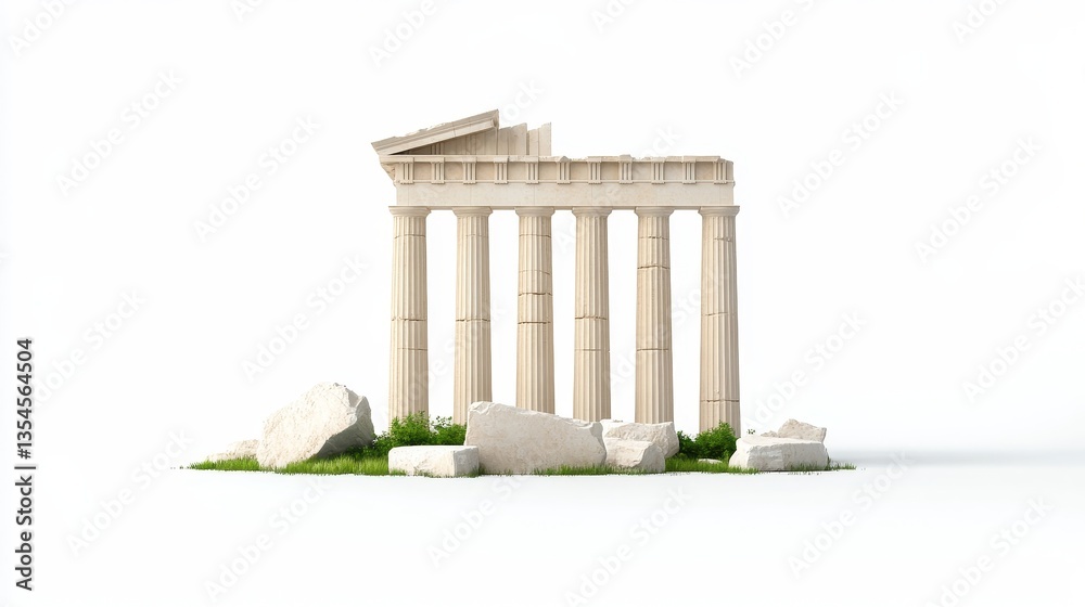 Greek Temple Between Rocks Ancient Greek Temple Model Surrounded by Rocks and Grass Stock ...