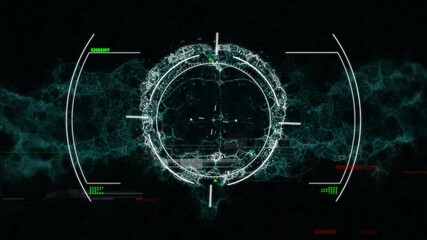 Poster - Animation of circular grid with digital network connections on dark background