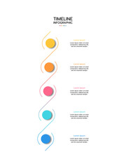 Wall Mural - 5 elements placed in vertical row. concept of 5 successive steps of project development process. fla