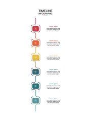 Wall Mural - 6 elements placed in vertical row. concept of 6 successive steps of project development process. fla