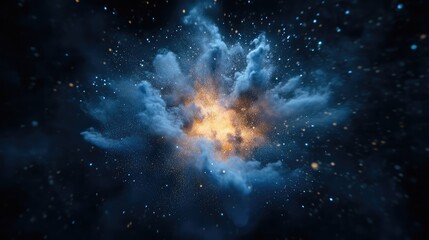 Poster - Stunning Cosmic Explosion with Vibrant Colors and Dynamic Clouds in Outer Space, Capturing the Beauty of Celestial Events and Cosmic Phenomena