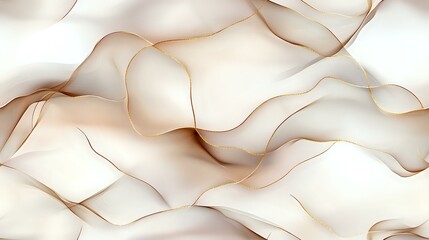 Poster - Soft beige waves creating abstract flowing pattern with gentle curves and undulating lines in light cream and white tones for luxury backgrounds.