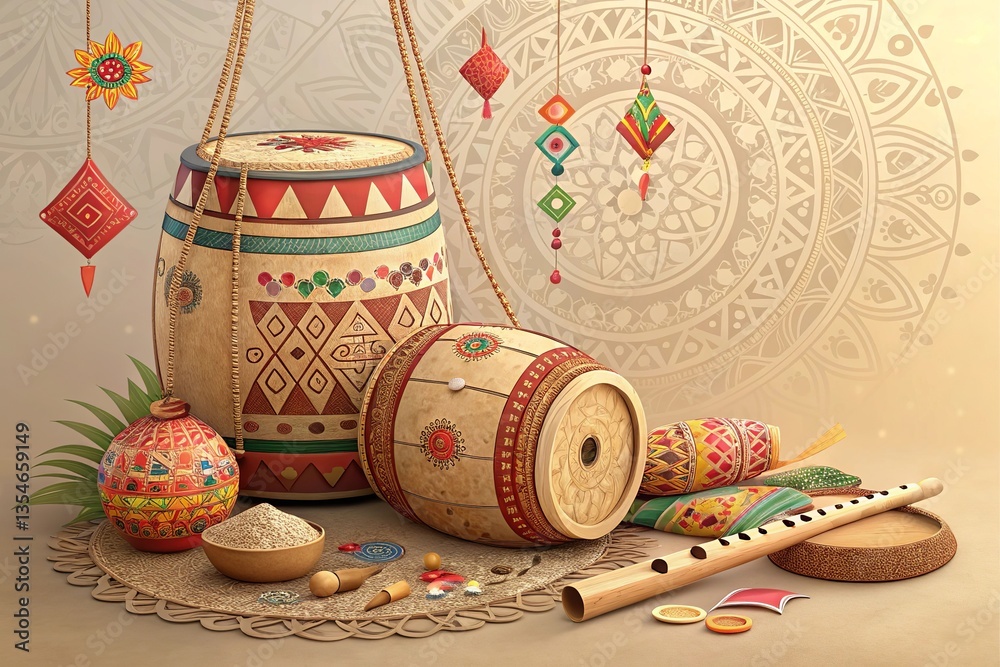 A vibrant celebration of Assamese Bohag Bihu with handcrafted ...
