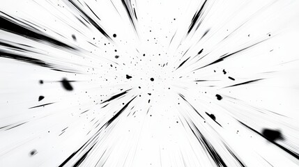 Poster - A dynamic, abstract image depicting a burst of energy with black lines radiating outward against a white background, creating a sense of motion and intensity.