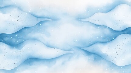 Poster - Soft blue watercolor waves create a serene, dreamy background with subtle textures and sparkling details, evoking calmness and tranquility.
