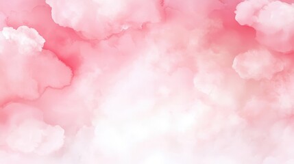 Poster - A soft, dreamy watercolor background featuring gentle pink and white clouds, creating a calming and serene atmosphere.