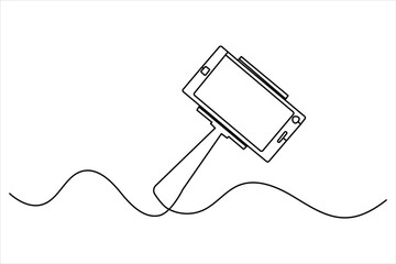 Fototapete - Continuous one line art drawing of smartphone art icon