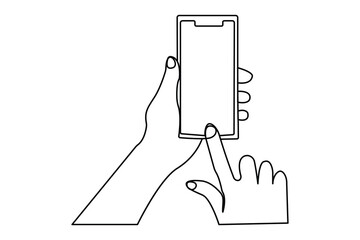 Fototapete - Continuous one line art drawing of smartphone art icon